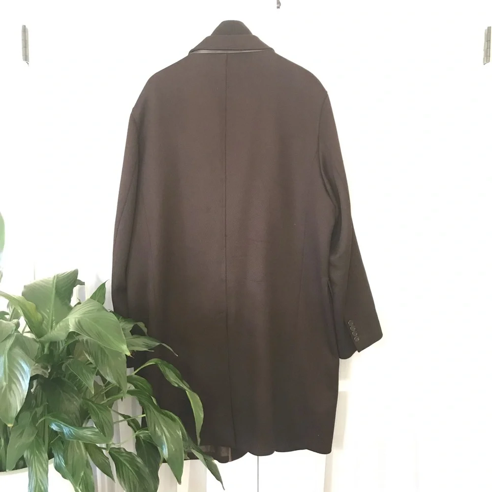Cole Haan Wool blend Brown Double Closure Zip & Button Peacoat Sz XXL